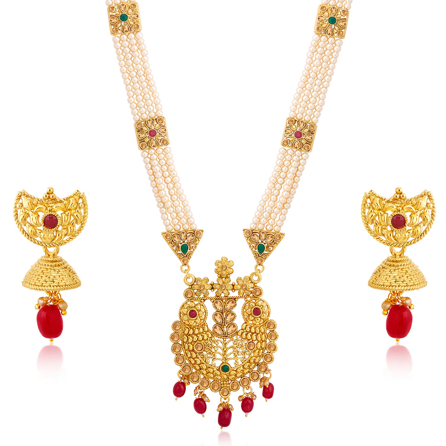 Sukkhi Floral LCT Gold Plated Long Haram Necklace Set For Women
