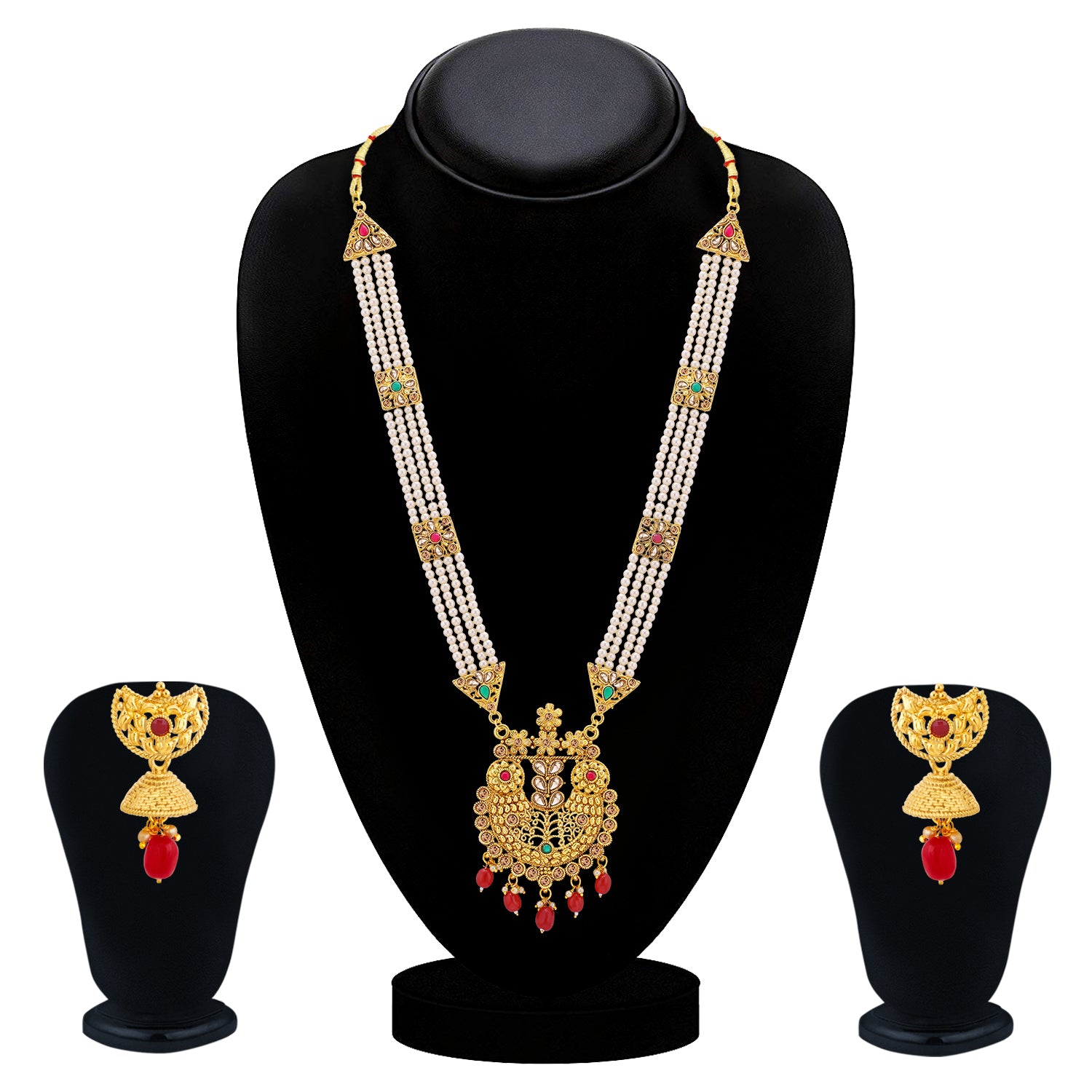 Sukkhi Floral LCT Gold Plated Long Haram Necklace Set For Women