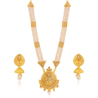 Sukkhi Luxurious LCT Gold Plated Long Haram Necklace Set For Women