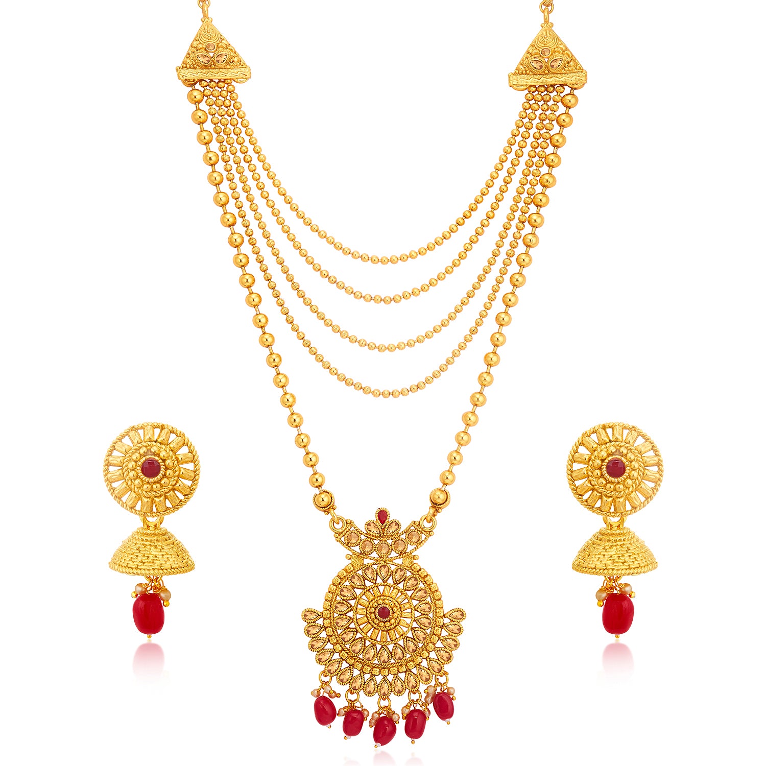 Sukkhi Gleaming LCT Gold Plated Long Haram Necklace Set For Women