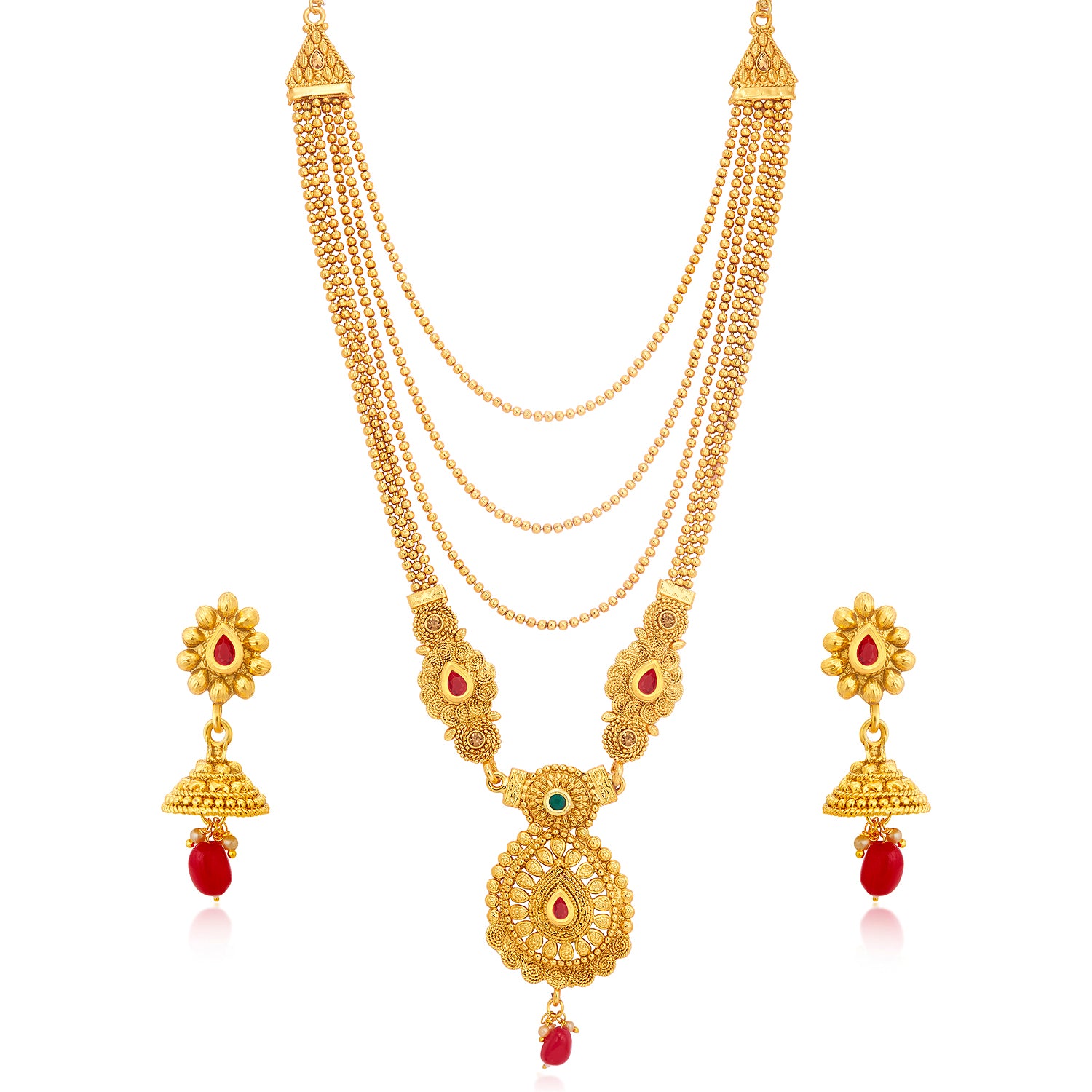 Sukkhi Classic Gold Plated Long Haram Necklace Set For Women