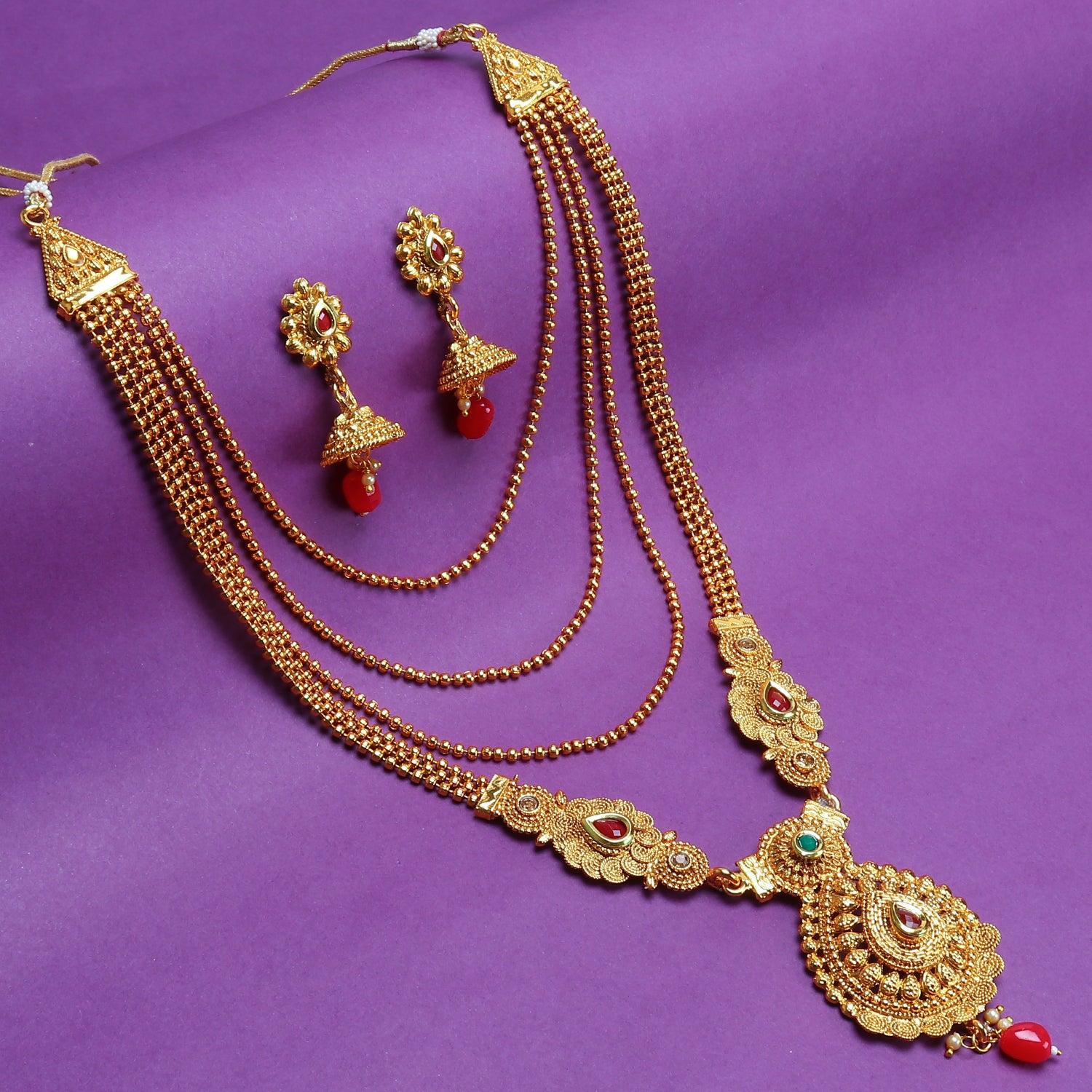 Sukkhi Classic Gold Plated Long Haram Necklace Set For Women