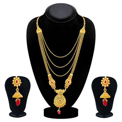 Sukkhi Classic Gold Plated Long Haram Necklace Set For Women