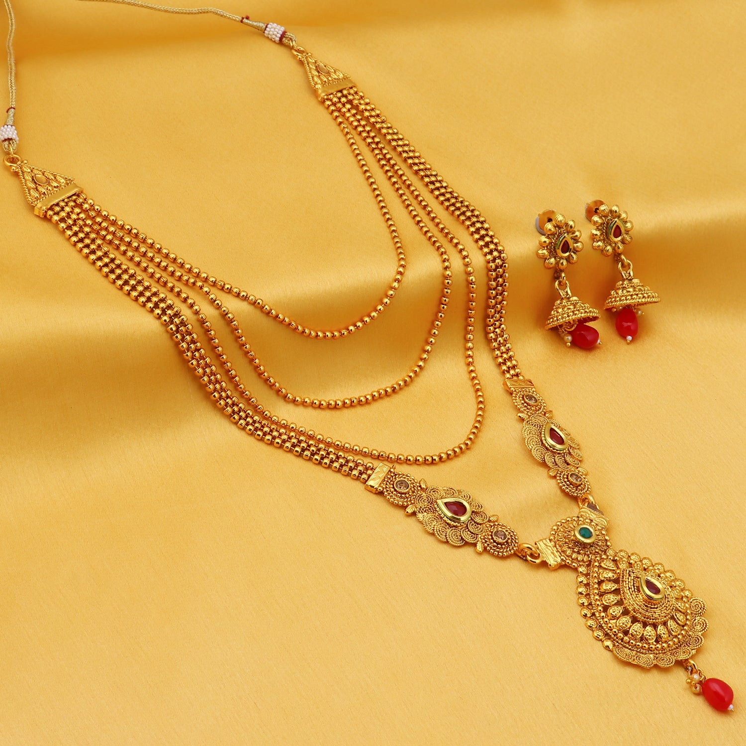 Sukkhi Classic Gold Plated Long Haram Necklace Set For Women