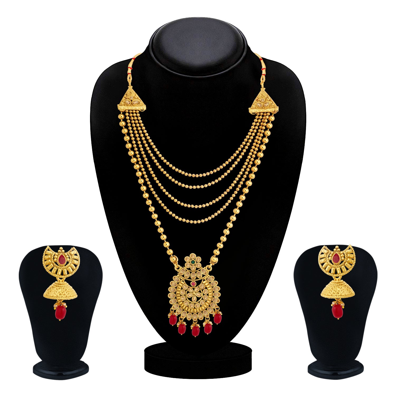 Sukkhi Floral LCT Gold Plated Long Haram Necklace Set For Women