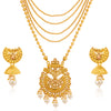 Sukkhi Gleaming LCT Gold Plated Pearl Long Haram Necklace Set For Women