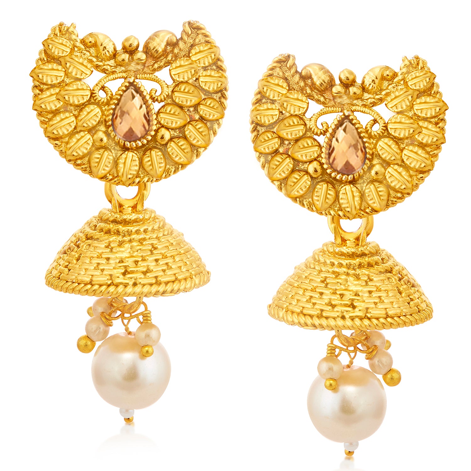 Sukkhi Gleaming LCT Gold Plated Pearl Long Haram Necklace Set For Women