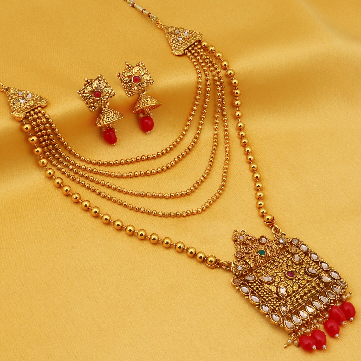 Sukkhi Classic Gold Plated Long Haram Necklace Set For Women