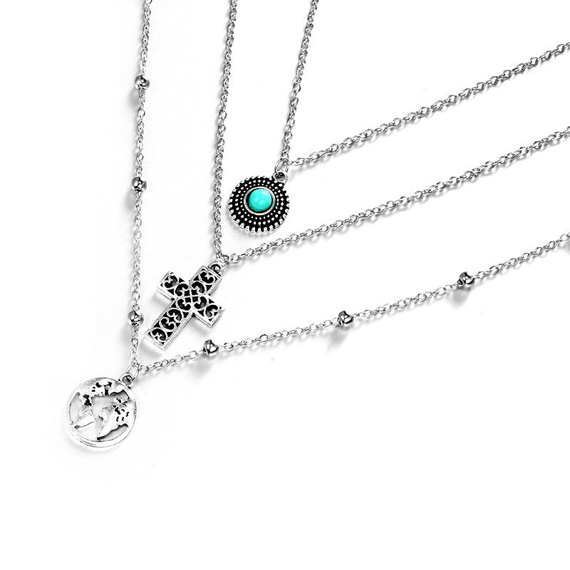Scintillare by Sukkhi Adorable Cross Layered Oxidised Necklace for Women