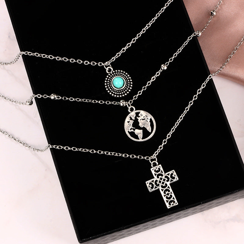Scintillare by Sukkhi Adorable Cross Layered Oxidised Necklace for Women