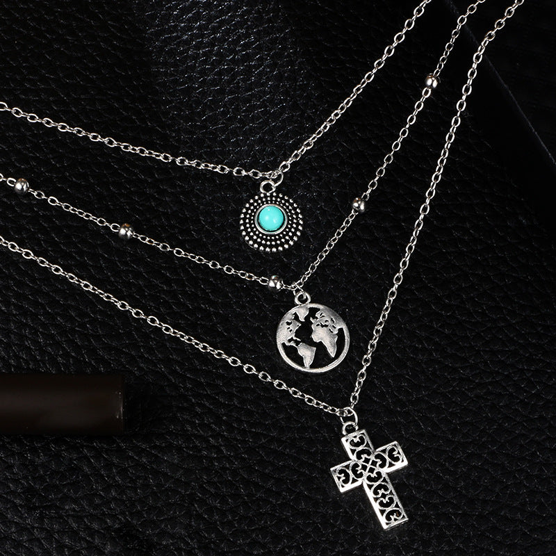 Scintillare by Sukkhi Adorable Cross Layered Oxidised Necklace for Women