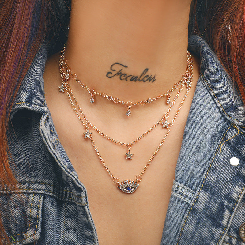 Scintillare by Sukkhi Equisite Gold Plated Multi Layered Star Necklace for Women