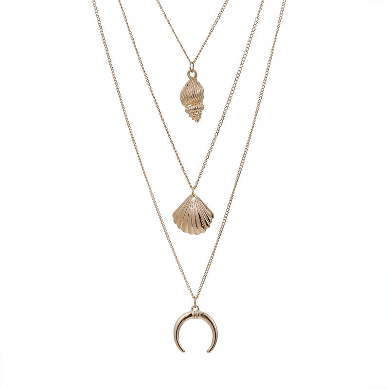 Scintillare by Sukkhi Gorgeous Multi Layered Gold Plated Sea Shell Necklace for Women