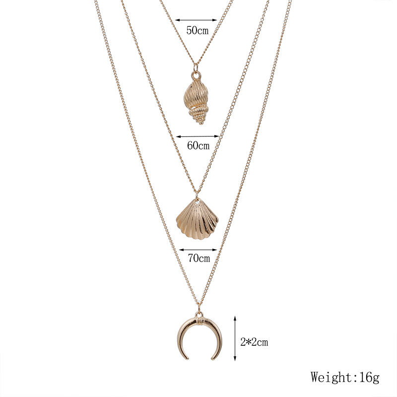 Scintillare by Sukkhi Gorgeous Multi Layered Gold Plated Sea Shell Necklace for Women