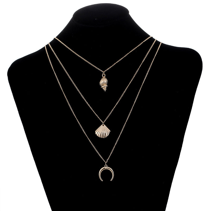 Scintillare by Sukkhi Gorgeous Multi Layered Gold Plated Sea Shell Necklace for Women