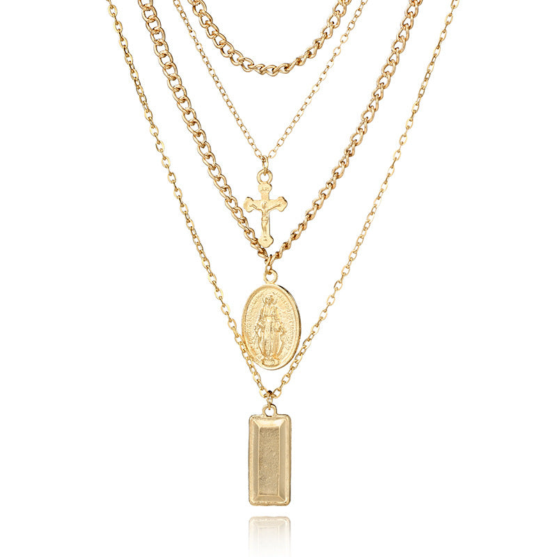 Scintillare by Sukkhi Ravishing Multi Layered Cross Gold Plated Necklace for Women