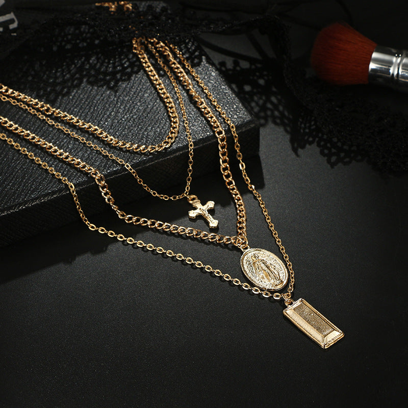 Scintillare by Sukkhi Ravishing Multi Layered Cross Gold Plated Necklace for Women
