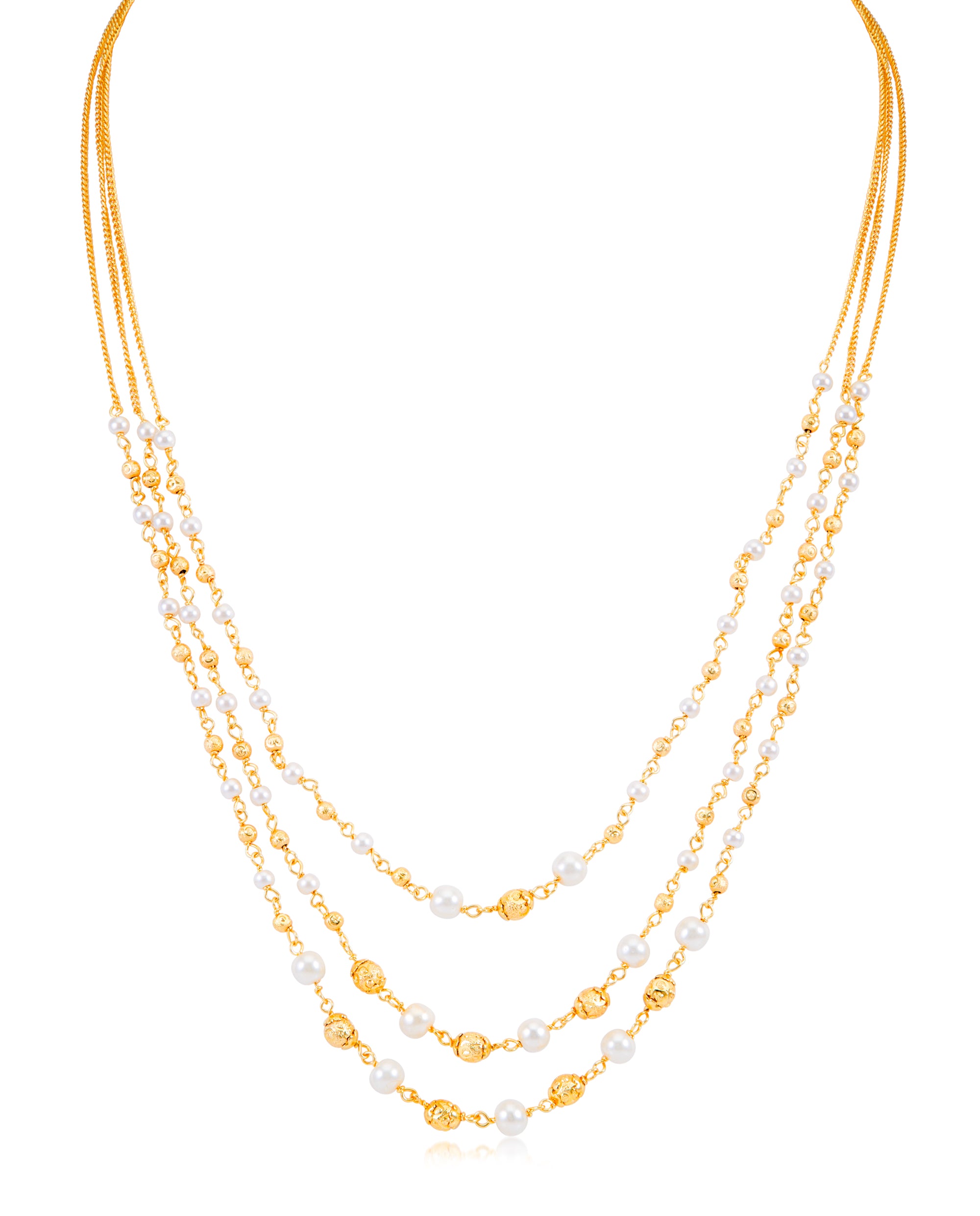 Sukkhi Modern 3 String Gold Plated Necklace Set for Women