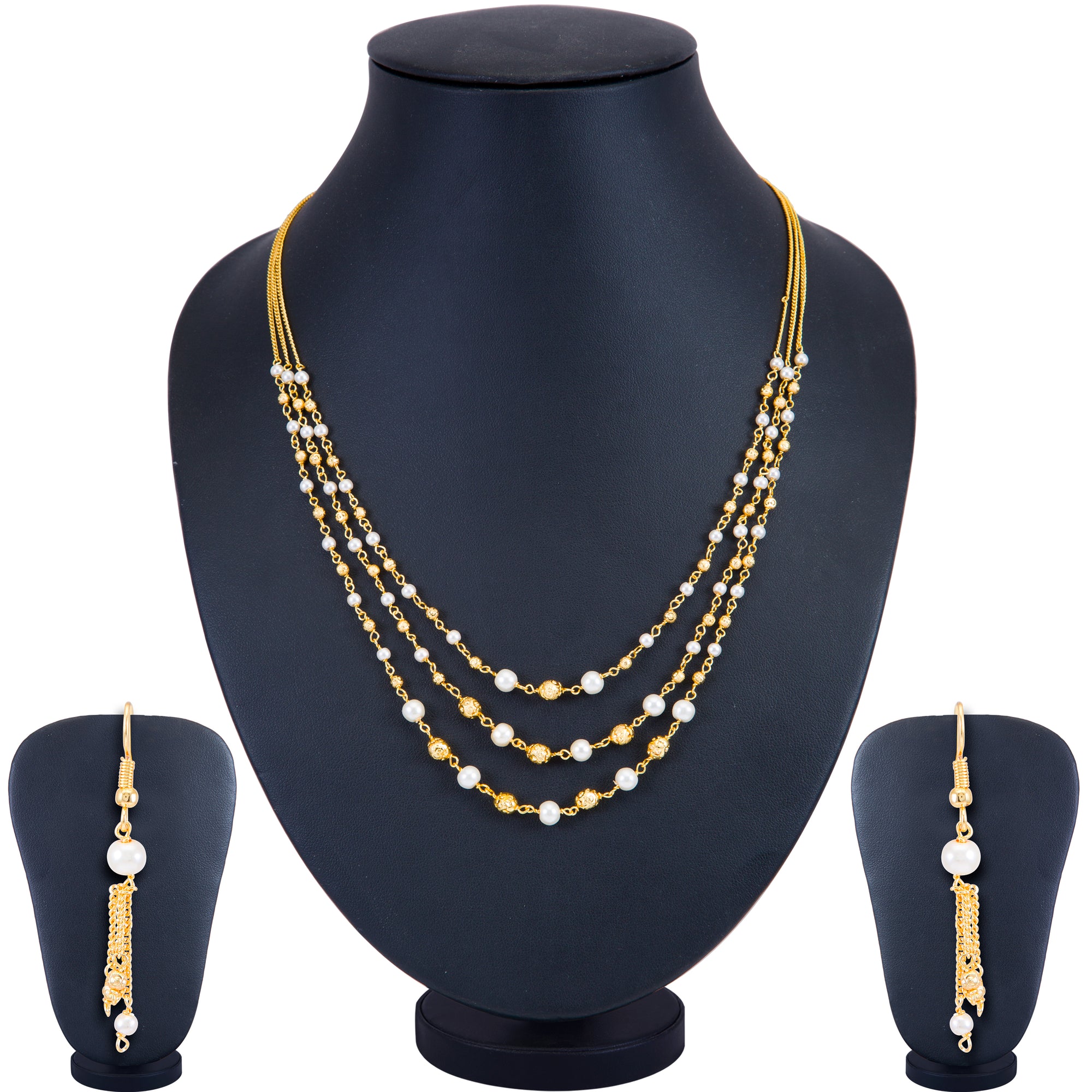 Sukkhi Modern 3 String Gold Plated Necklace Set for Women
