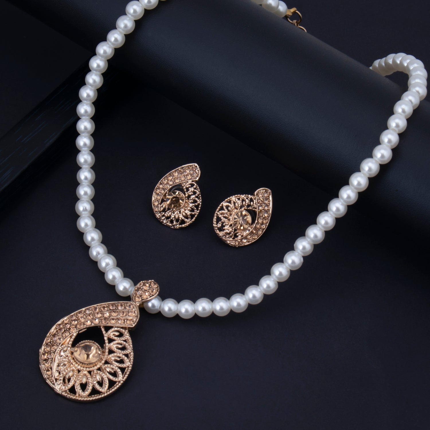 Sukkhi Eye Catching Gold Plated Pearl Choker Necklace Set for Women