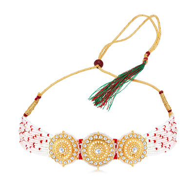 Sukkhi Splendid Pearl Gold Plated Kundan Choker Necklace Set for Women