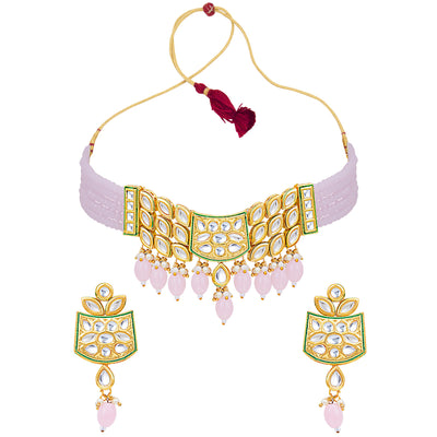 Sukkhi Glorious Gold Plated Kundan Choker Necklace Set For Women (NS100446)