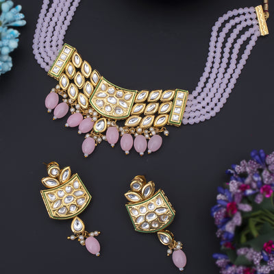 Sukkhi Glorious Gold Plated Kundan Choker Necklace Set For Women (NS100446)