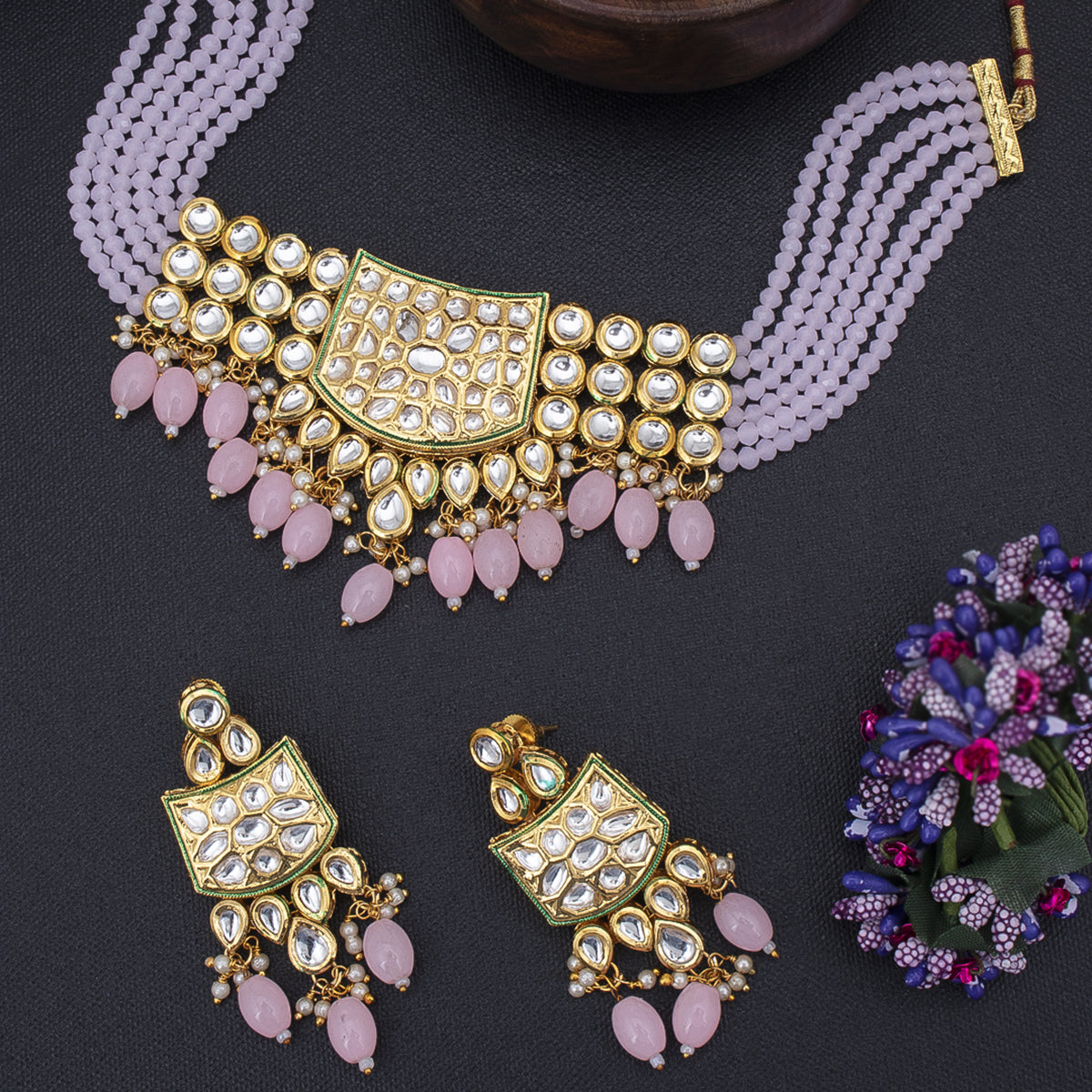 Sukkhi Ritzy Kundan Gold Plated Choker Necklace Set for Women
