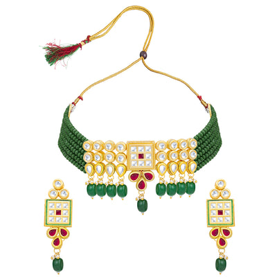 Sukkhi Blossomy Gold Plated Choker Necklace Set For Women (NS100451)