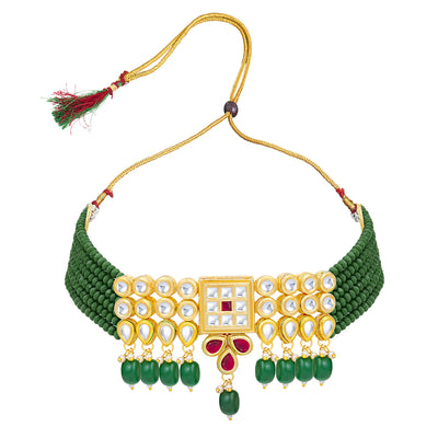 Sukkhi Blossomy Gold Plated Choker Necklace Set For Women (NS100451)