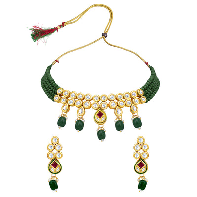 Sukkhi Modern Gold Plated Choker Necklace Set For Women (NS100453)