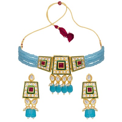 Sukkhi Ethnic Designer Gold Plated Choker Necklace Set For Women