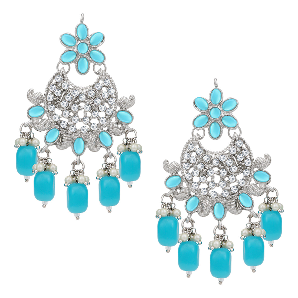 Sukkhi Divine Rhodium Plated Choker Necklace Set For Women