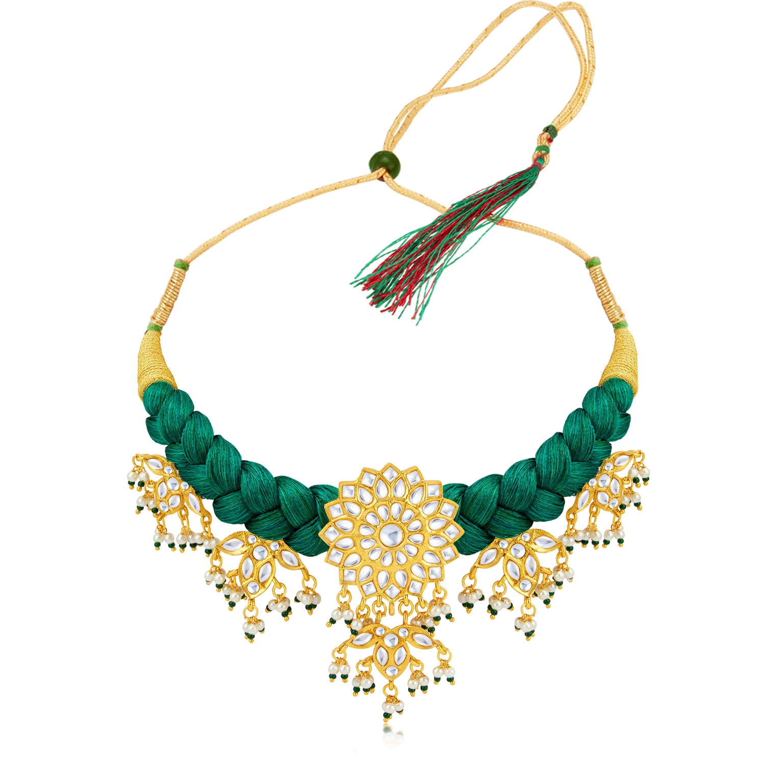 Sukkhi Gorgeous Gold Plated Kundan Thread Necklace Set For Women