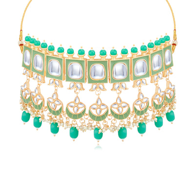 Sukkhi Elegant Gold Plated Meenakari Choker Necklace Set for Women