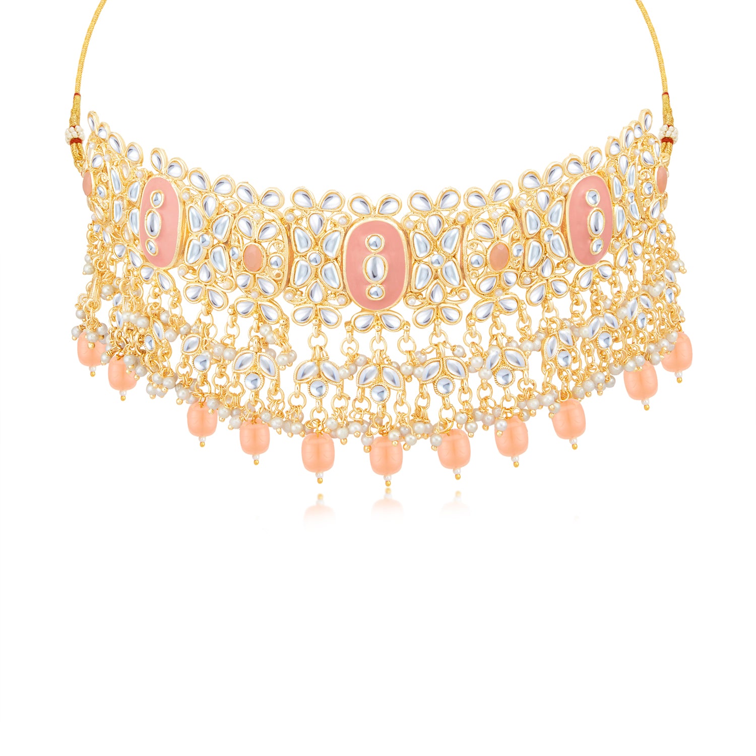 Sukkhi Divine Gold Plated Meenakari Choker Necklace Set for Women