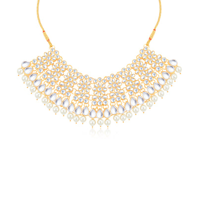 Sukkhi Adorable Gold Plated Choker Necklace Set for Women (NS100582)