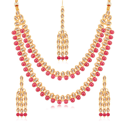 Sukkhi Classy Gold Plated Pearl Long Haram Necklace Set for Women (NS100584)