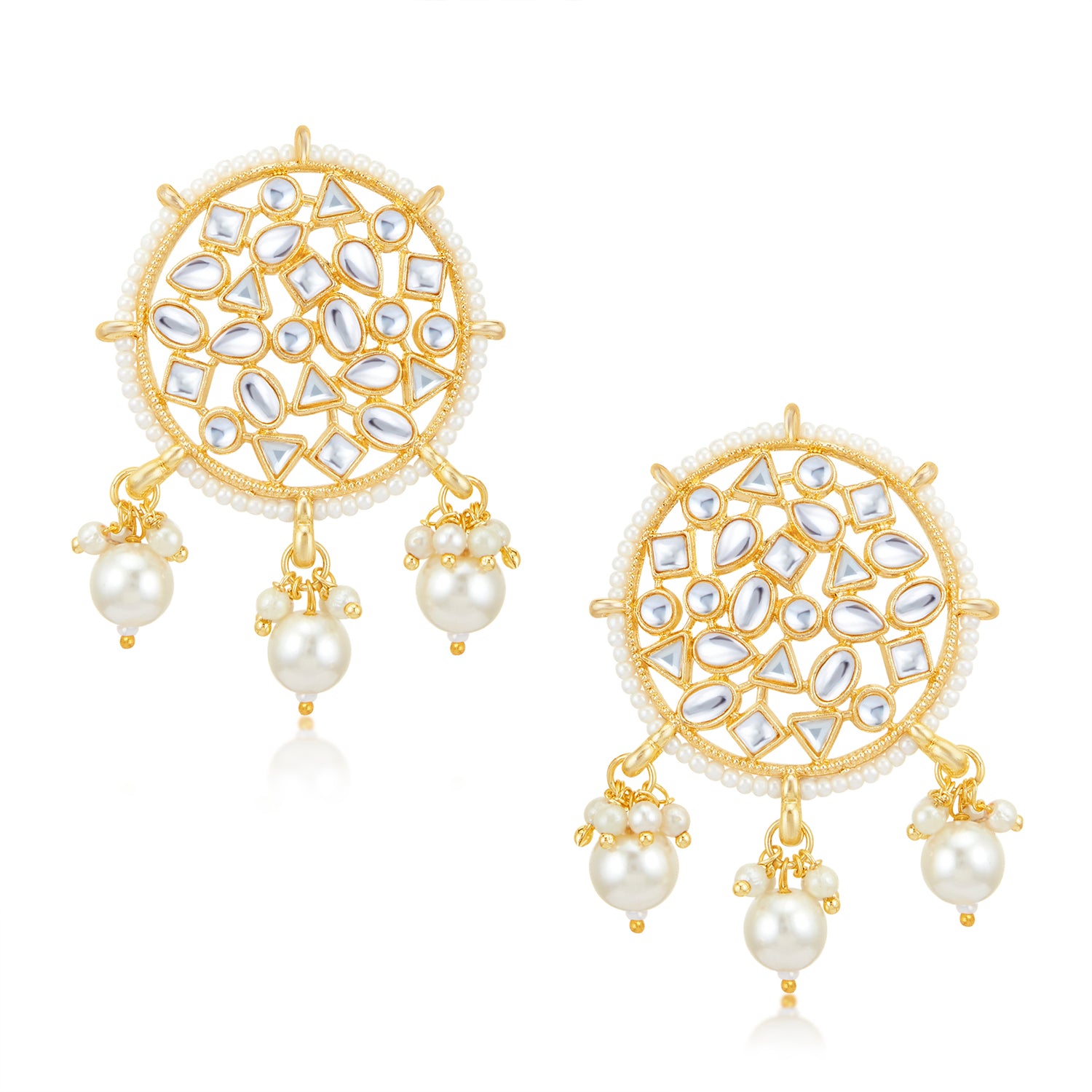 Sukkhi Royal Gold Plated Kundan & Pearl Choker Necklace Set for Women