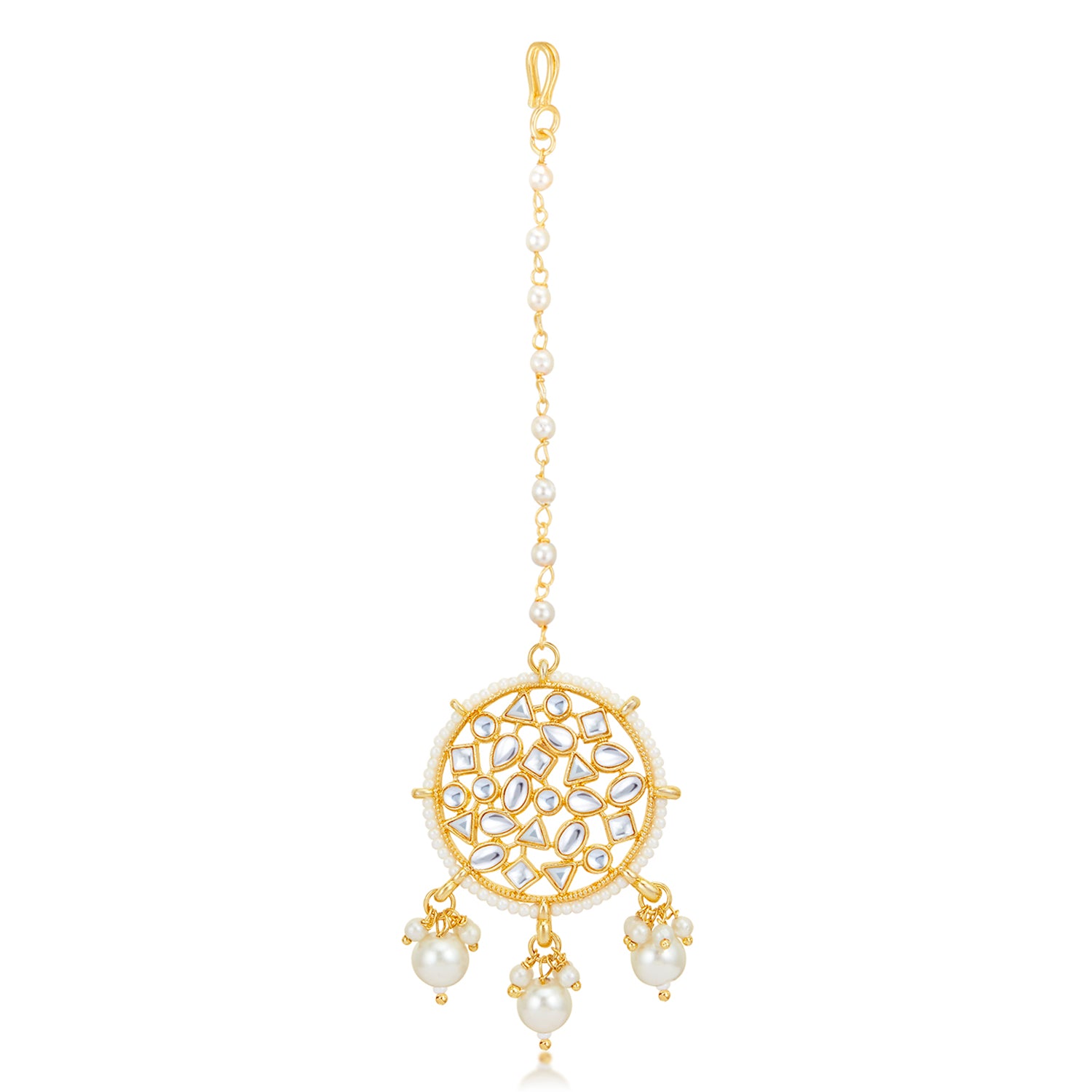 Sukkhi Royal Gold Plated Kundan & Pearl Choker Necklace Set for Women