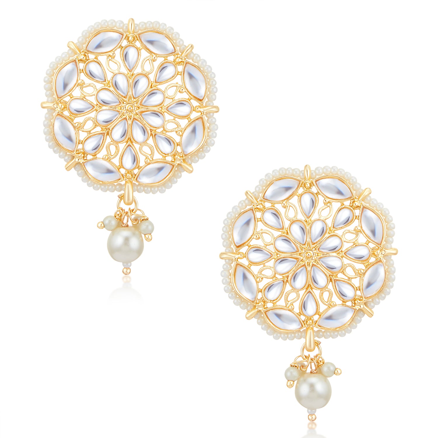 Sukkhi Pretty Gold Plated Kundan & Pearl Choker Necklace Set for Women