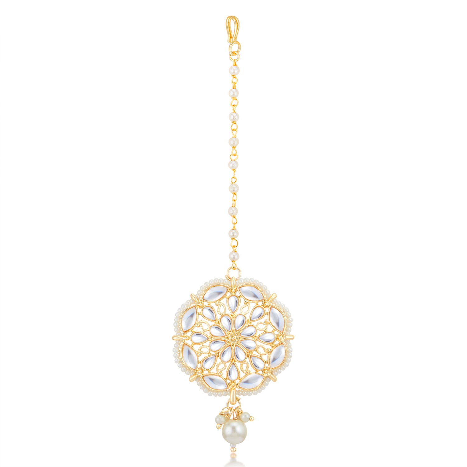 Sukkhi Pretty Gold Plated Kundan & Pearl Choker Necklace Set for Women