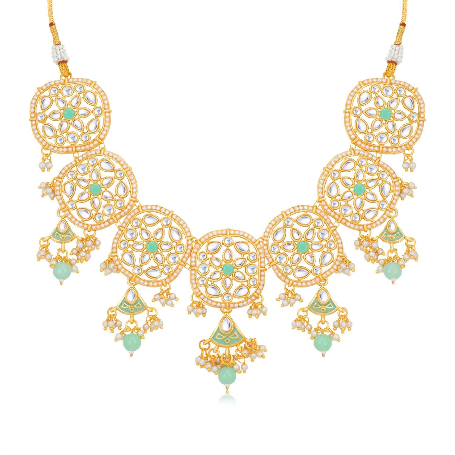 Sukkhi Graceful Gold Plated Kundan & Meenakari Choker Necklace Set for Women