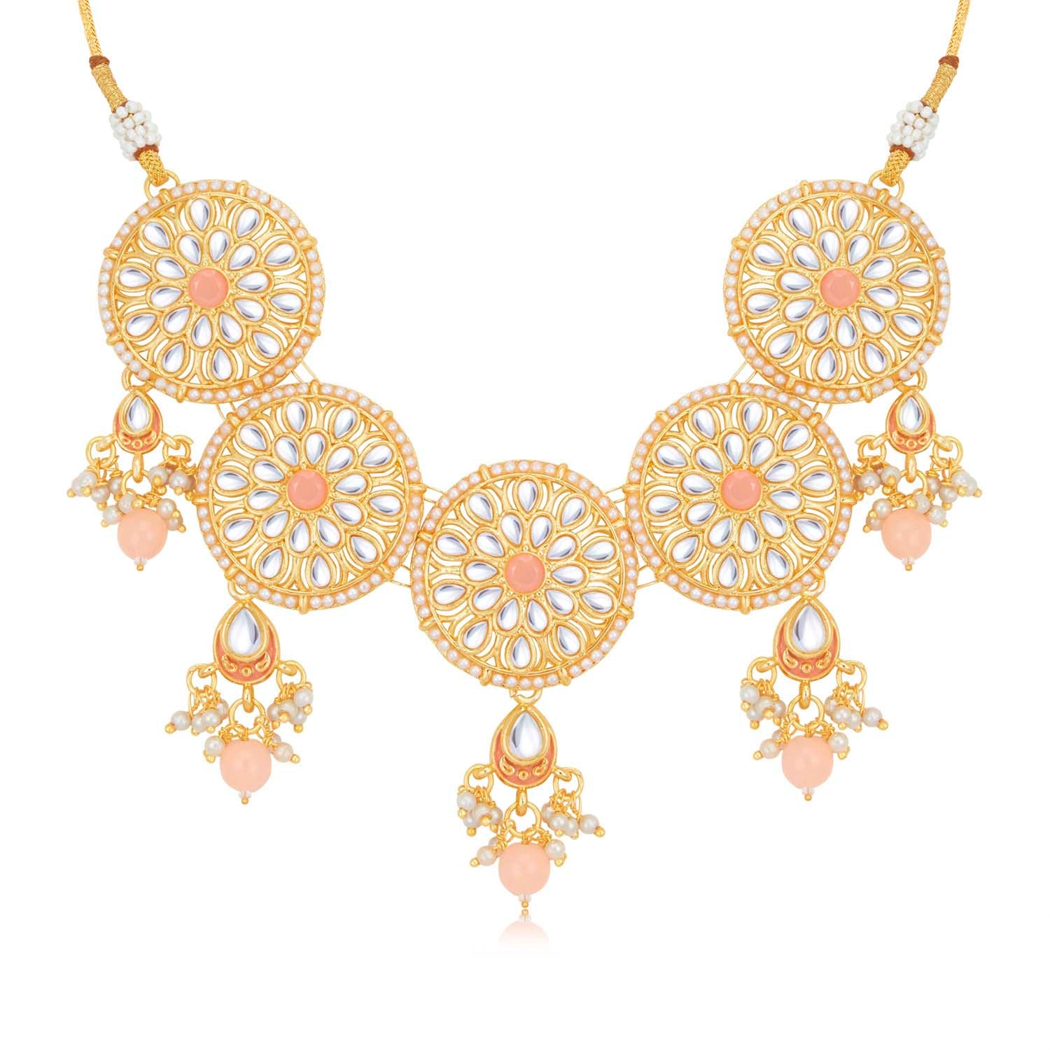 Sukkhi Glamorous Gold Plated Kundan & Meenakari Choker Necklace Set for Women