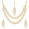 Sukkhi Shimmering Gold Plated Kundan & Pearl Long Haram Necklace Set for Women