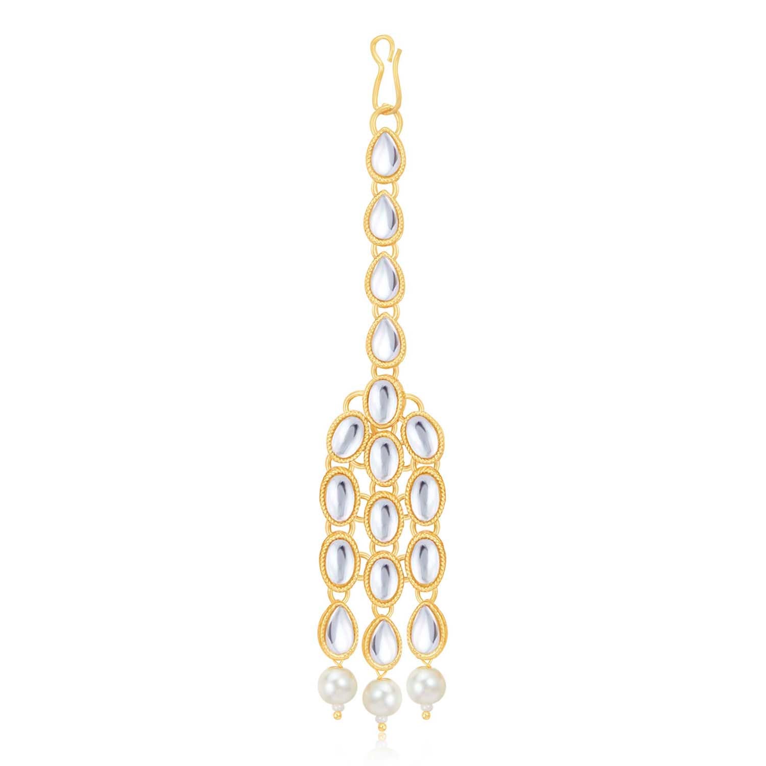Sukkhi Shimmering Gold Plated Kundan & Pearl Long Haram Necklace Set for Women