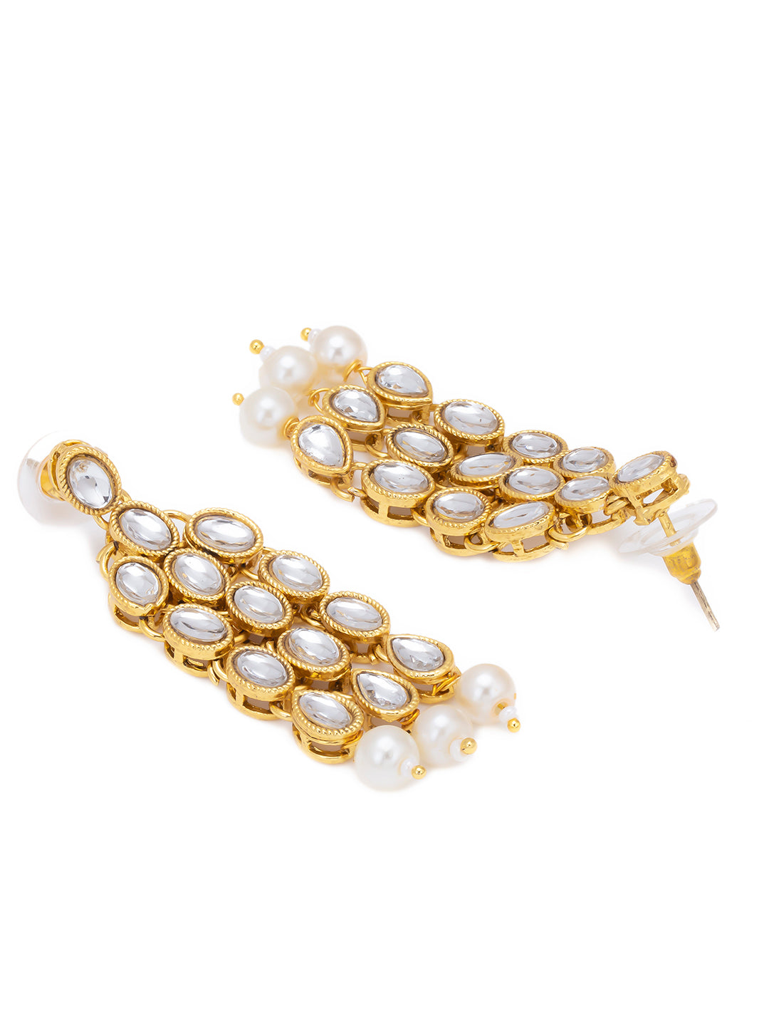 Sukkhi Shimmering Gold Plated Kundan & Pearl Long Haram Necklace Set for Women