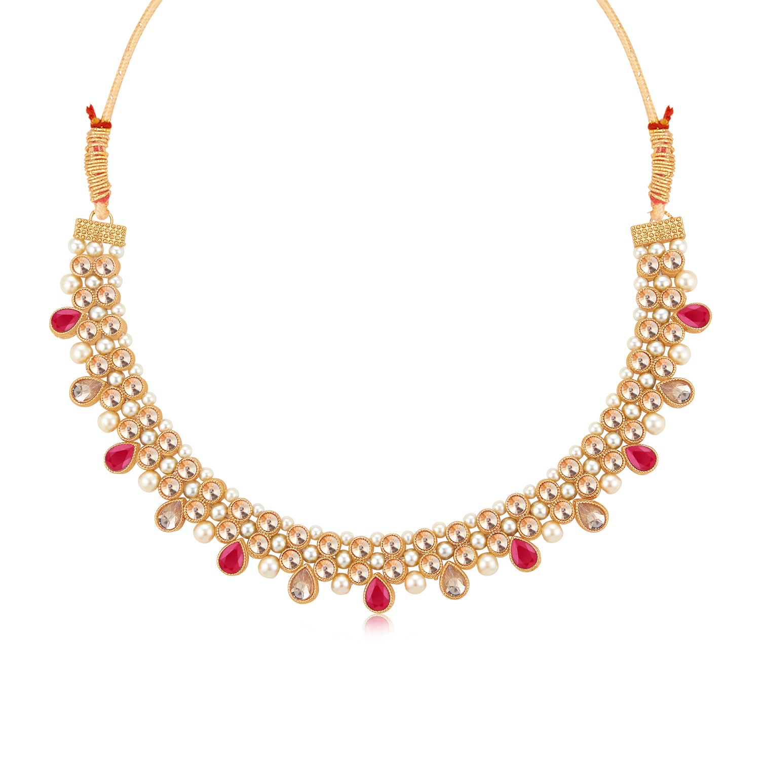 Sukkhi Beautiful Gold Plated Kundan & Pearl Choker Necklace Set for Women