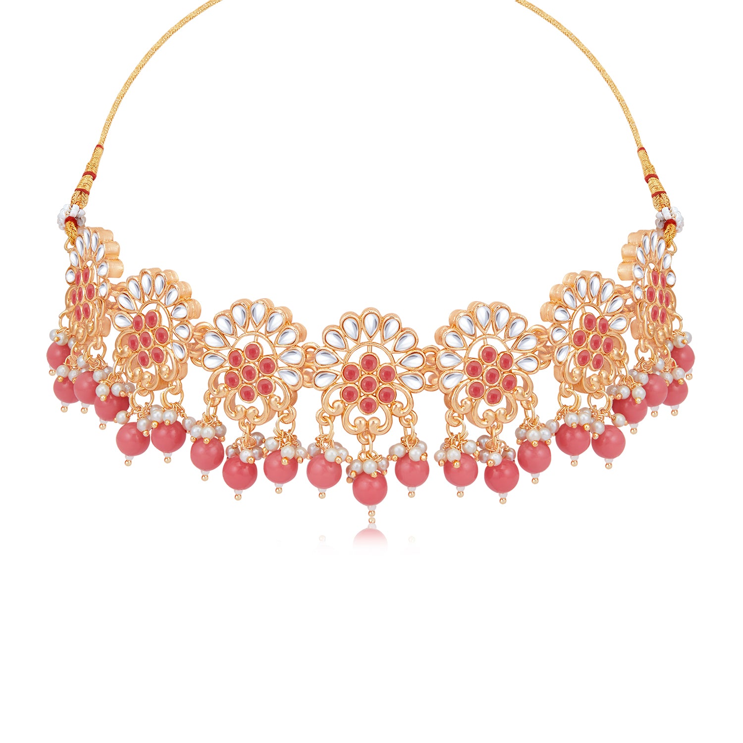 Sukkhi Exquisite Gold Plated Kundan & Pearl Choker Necklace Set for Women