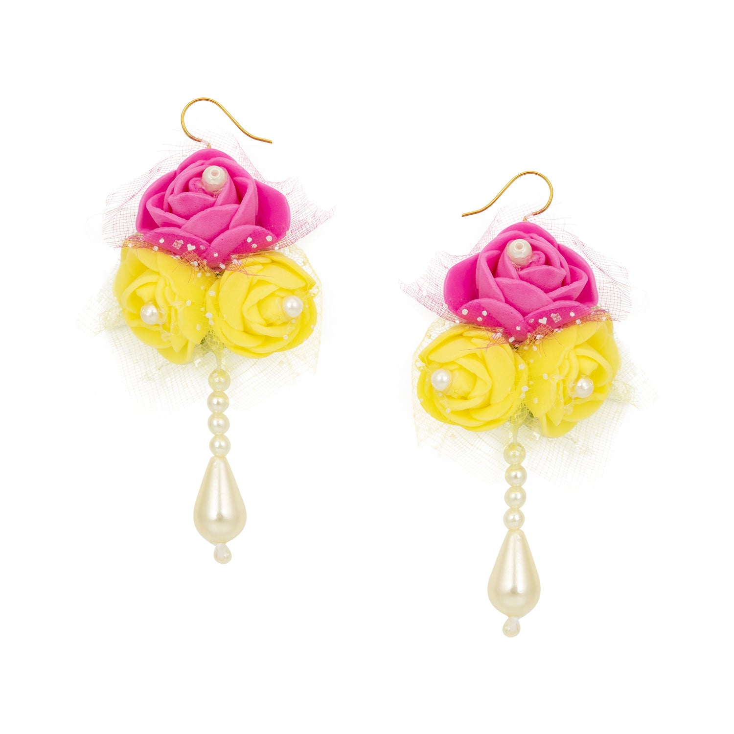 Sukkhi Lovely Pink & Yellow Choker Flower Necklace Set for Haldi & Baby Shower Ceremony